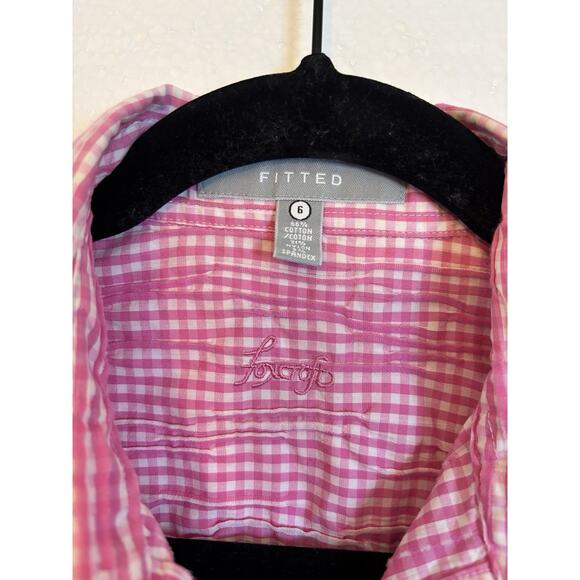 Foxcroft Pink & White Gingham Button up Textured SZ 6 Country Cottage, Homestead - Picture 3 of 6